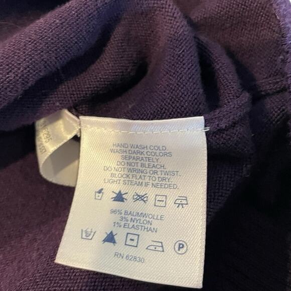 Lands’ End Purple Jewel Tone Cardigan Women’s L Beaded Trim Hook‑Eye Closure EUC - Picture 6 of 6